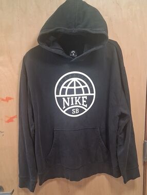 Nike Black Hoodie with White Globe SB Logo
